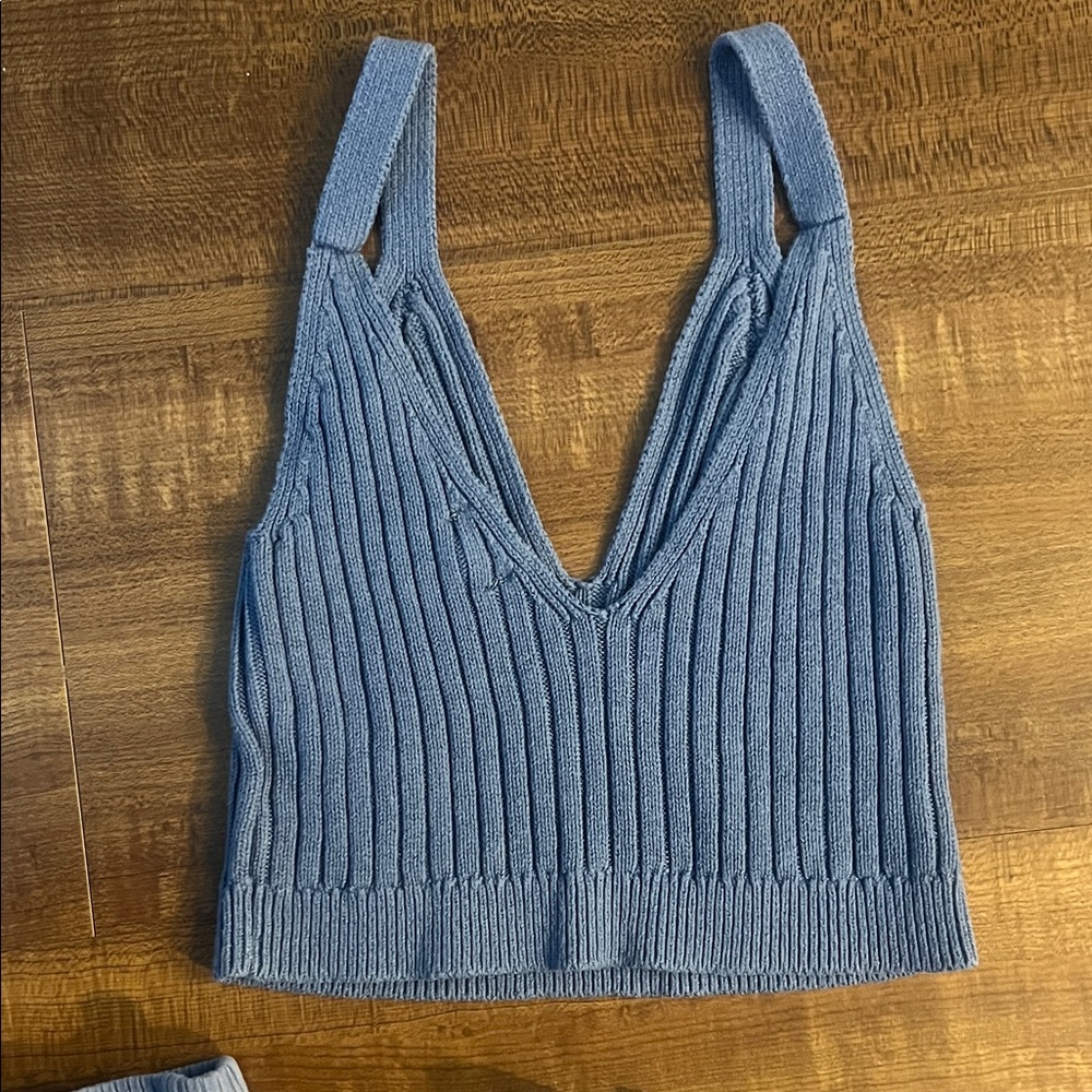 Aerie Blue Ribbed Lounge Set - Picture 3 of 7